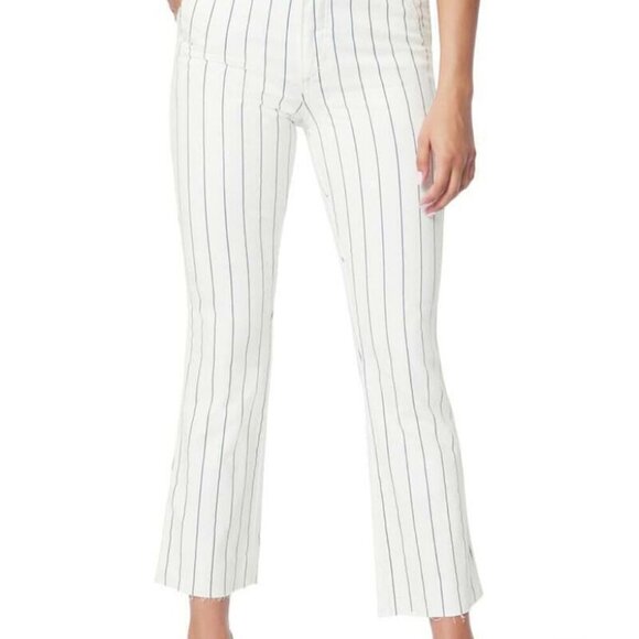 Joe's Jeans The Slim Kick High-Rise Striped Trousers Sz 28 Crop Raw Hem - Picture 5 of 6